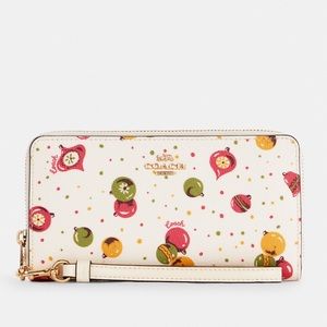 NWT COACH C7410 Long Zip Around Wallet With Ornament Print